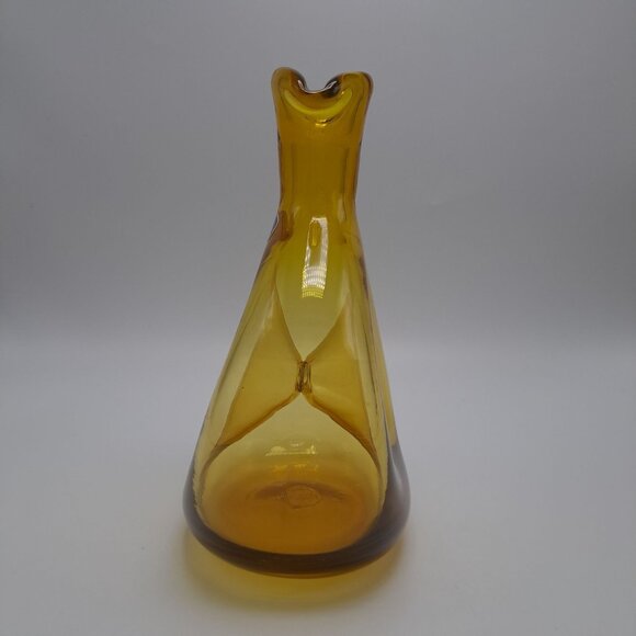 Vintage Bischoff Gold Blown Glass Donut Pinched Decanter - Picture 7 of 10